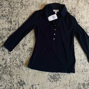 Carmen Marc Valvo dark blue shirt. Size S/P. NWT.